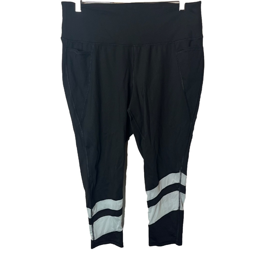Lane Bryant Active Cropped Black Striped Leggings | Livi Active Size 18/20